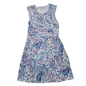 Title Nine A-Line Dress Women's Small Blue Paisley Knee Length Formal‎ Stretch